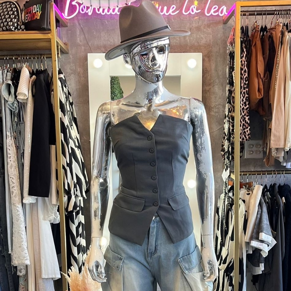 Lux Gray Strapless Top